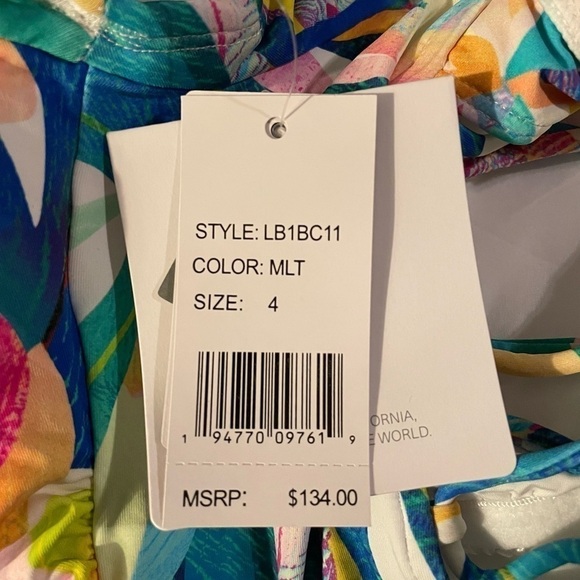 La Blanca Floral Off the Shoulder One Piece 4 Floral Print Swimsuit - Picture 9 of 10